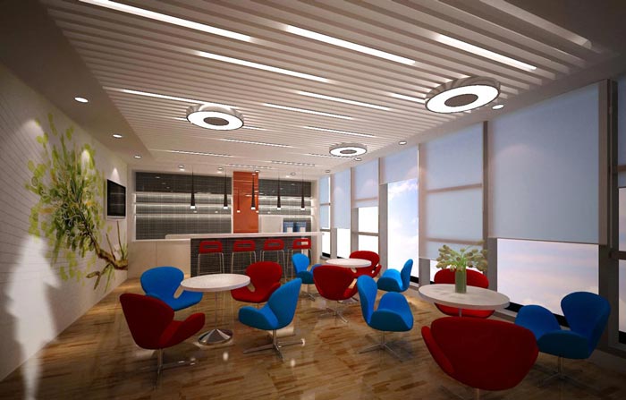 2600平方大型辦公室休息區(qū)域裝修設(shè)計案例效果圖