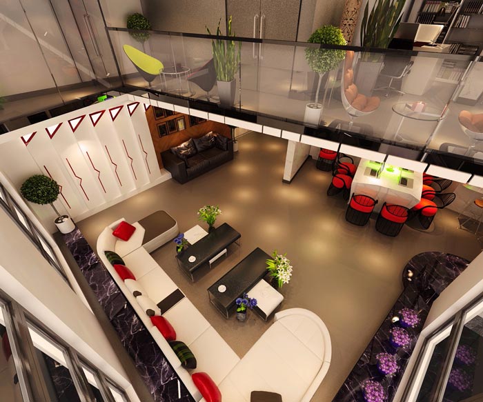 180平方小型辦公室俯視圖