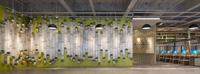 1000平方電子商務辦公室形象墻裝修設計案例效果圖