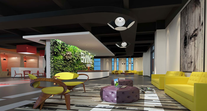 1500平方大型創(chuàng)意辦公室前臺裝修設(shè)計(jì)案例效果圖