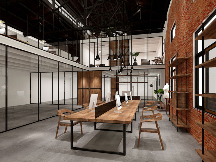 服飾設計公司辦公室一樓辦公區(qū)域裝修設計案例效果圖