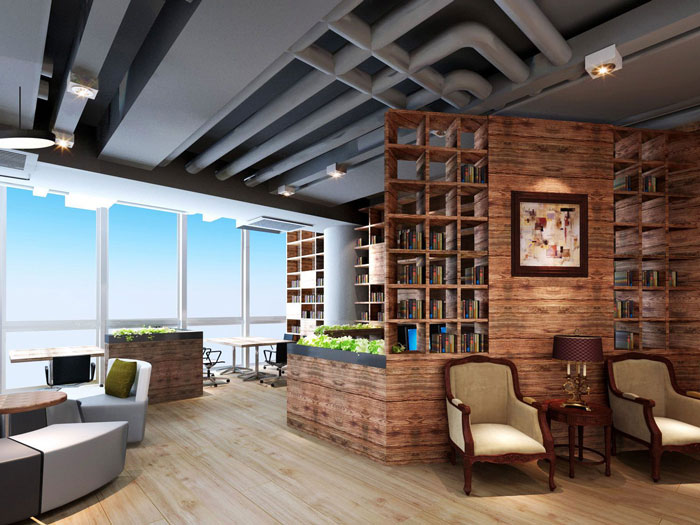 910平方中型創(chuàng)意辦公室前臺(tái)過渡裝修設(shè)計(jì)案例效果圖