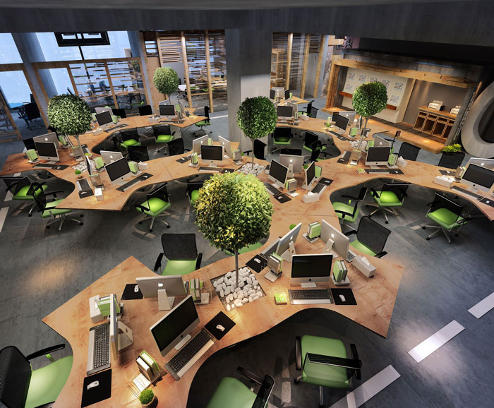 1100平方大型創(chuàng)意辦公室辦公區(qū)域裝修設(shè)計(jì)案例效果圖