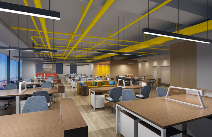 710平方中型創(chuàng)意辦公室辦公區(qū)域裝修設(shè)計(jì)案例效果圖