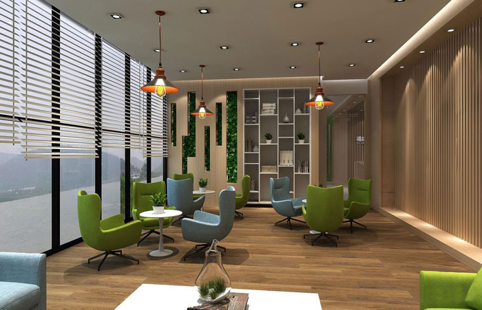 小型金融公司辦公室接待區(qū)域裝修設(shè)計(jì)案例效果圖