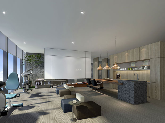 1420平方現(xiàn)代簡約辦公室茶水間裝修設(shè)計(jì)案例效果圖