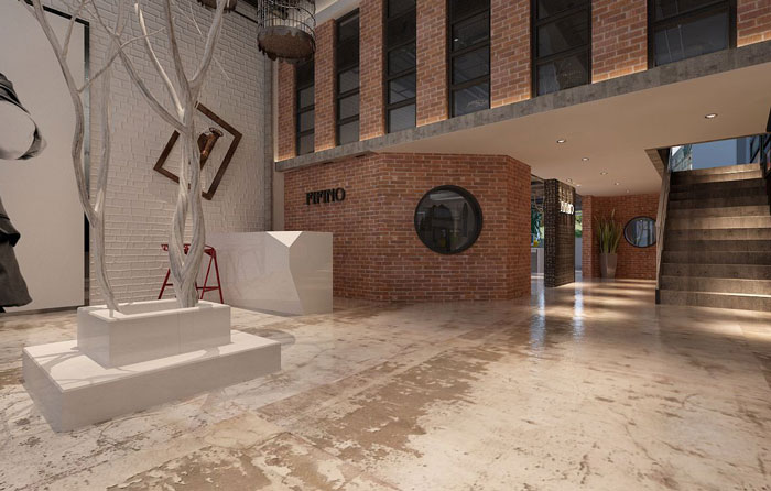 500平方LOFT風格辦公室前臺大廳裝修設計案例效果圖