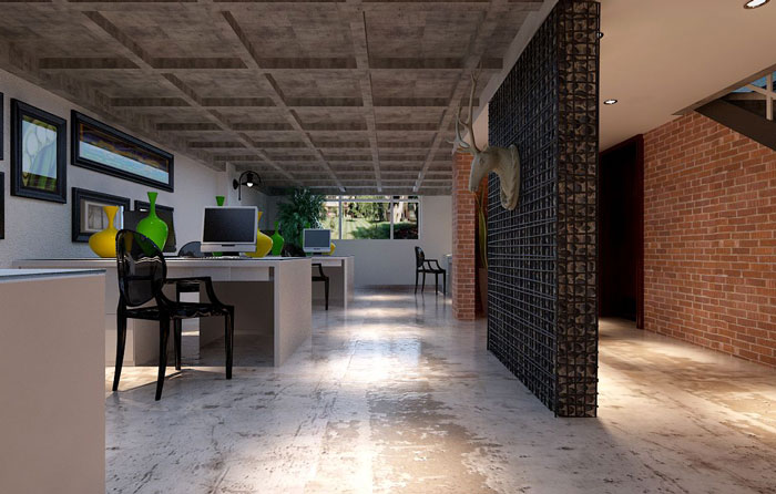 500平方LOFT風格辦公室辦公區(qū)域裝修設計案例效果圖