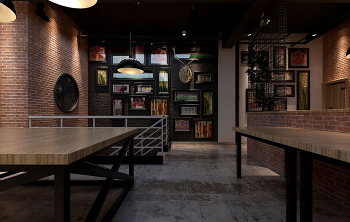 500平方LOFT風格辦公室二樓樓梯間裝修設計案例效果圖