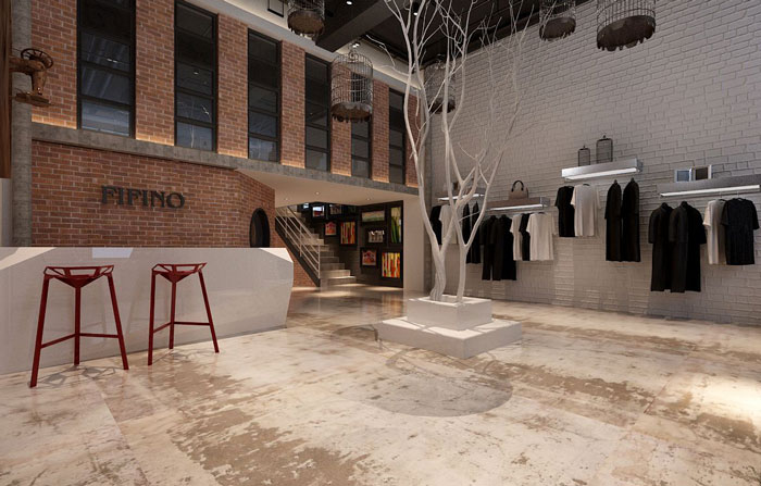 500平方服裝公司辦公室前臺區(qū)域軟裝設計效果圖