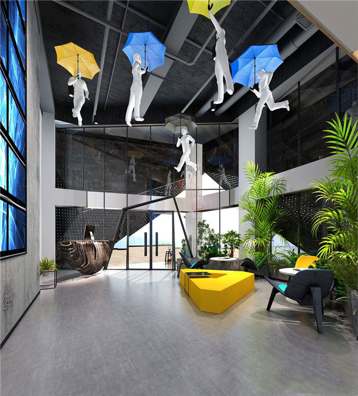 1250平方現代簡約風格辦公室前臺裝修設計案例效果圖