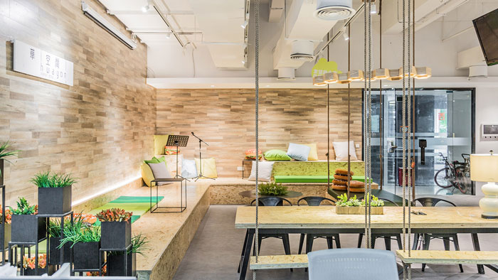 開(kāi)放共享辦公室休息區(qū)域休息臺(tái)效果圖