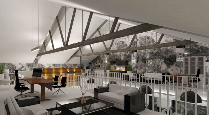 1020平方大型辦公室二樓區(qū)域裝修設(shè)計案例效果圖