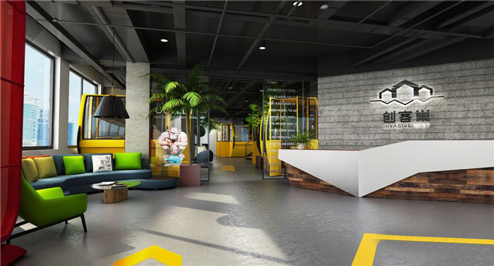 1300平方loft風(fēng)格辦公室前臺裝修設(shè)計案例效果圖