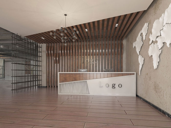 750平方辦公室前臺軟裝設(shè)計方案效果圖