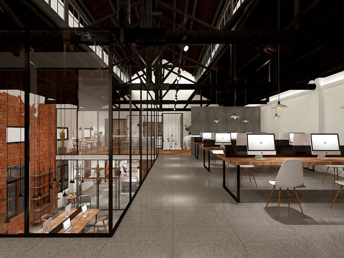850平方廠房辦公室二樓辦公區(qū)域裝修設(shè)計(jì)案例效果圖