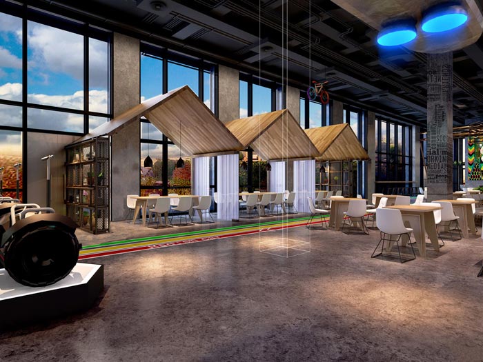 2200平方廠房辦公室大廳裝修設(shè)計(jì)案例效果圖