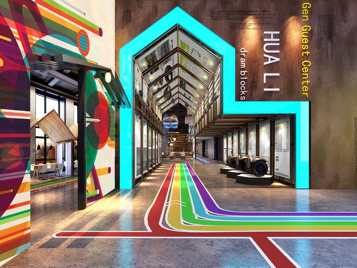 2200平方廠房辦公室過道裝修設(shè)計(jì)案例效果圖