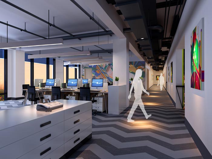 2200平方廠房辦公室辦公區(qū)域過道裝修設(shè)計(jì)案例效果圖