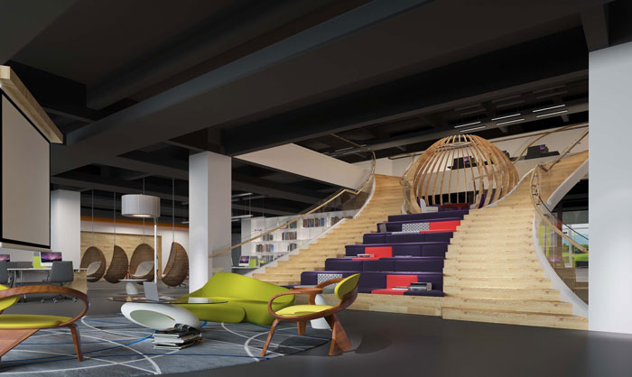 1900平方廠房辦公室樓梯區(qū)域設(shè)計(jì)方案效果圖