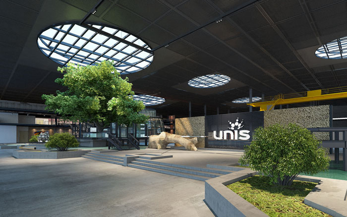 1700平方工業(yè)風(fēng)辦公室大廳裝修設(shè)計(jì)案例效果圖