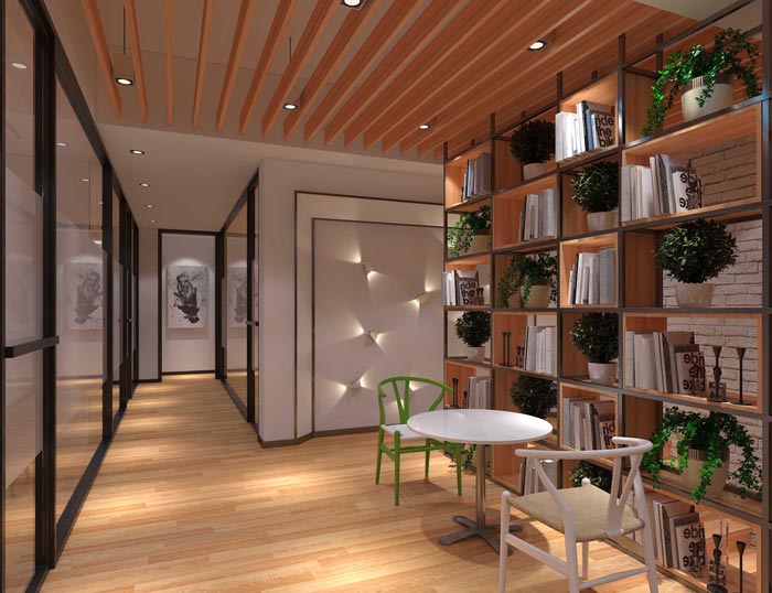 330平方創(chuàng)業(yè)公司辦公室接待區(qū)域裝修設(shè)計(jì)案例效果圖