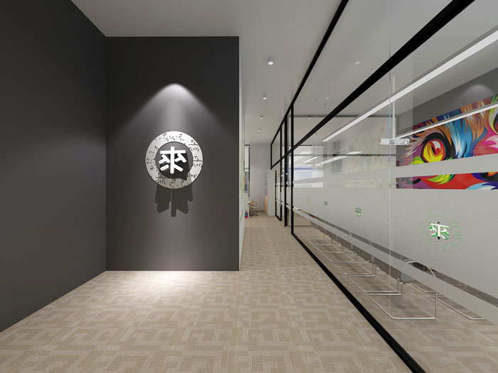 550平方科技辦公室前臺裝修設(shè)計案例效果圖