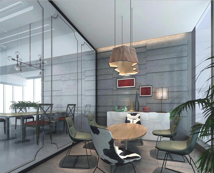傳媒公司辦公室接待區(qū)域裝修設(shè)計(jì)案例效果圖