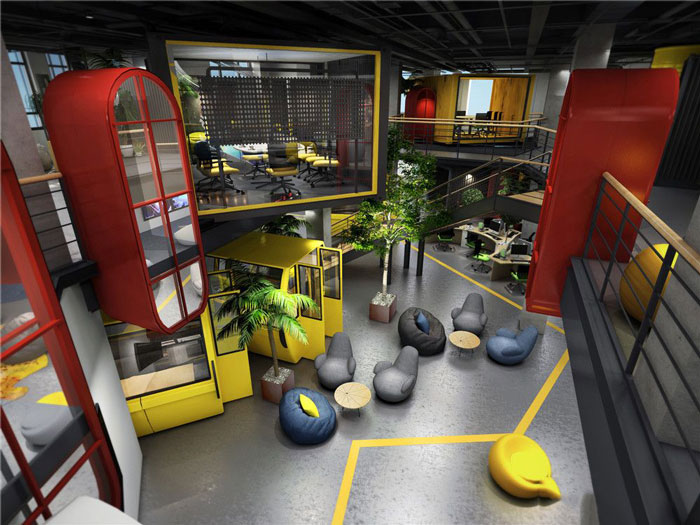 互聯網公司辦公室接待區(qū)域裝修設計案例效果圖