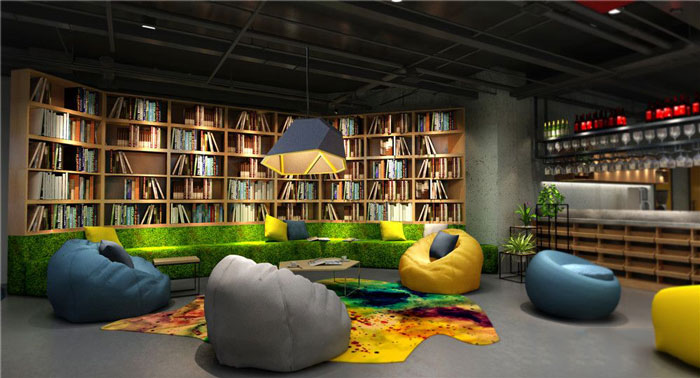 互聯網公司辦公室休息區(qū)域裝修設計案例效果圖