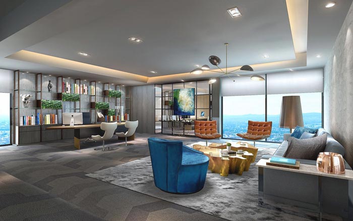 金融咨詢服務(wù)公司董事長辦公室裝修設(shè)計(jì)效果圖