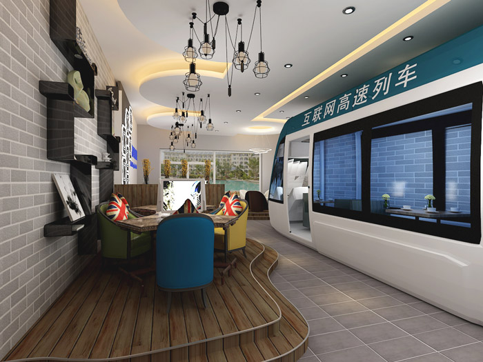 小型時尚辦公室二樓區(qū)域裝修設(shè)計案例效果圖