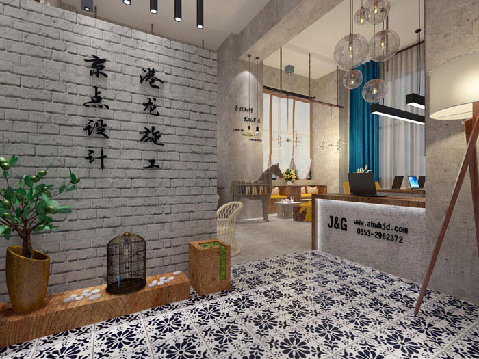 室內(nèi)設(shè)計(jì)工作室進(jìn)門區(qū)域裝修設(shè)計(jì)效果圖