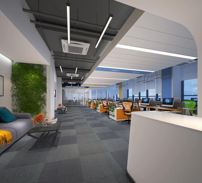 500平方金融公司辦公室辦公區(qū)域裝修設(shè)計(jì)案例效果圖