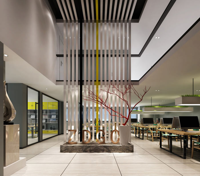 新能源公司辦公室辦公區(qū)域裝修設計案例效果圖