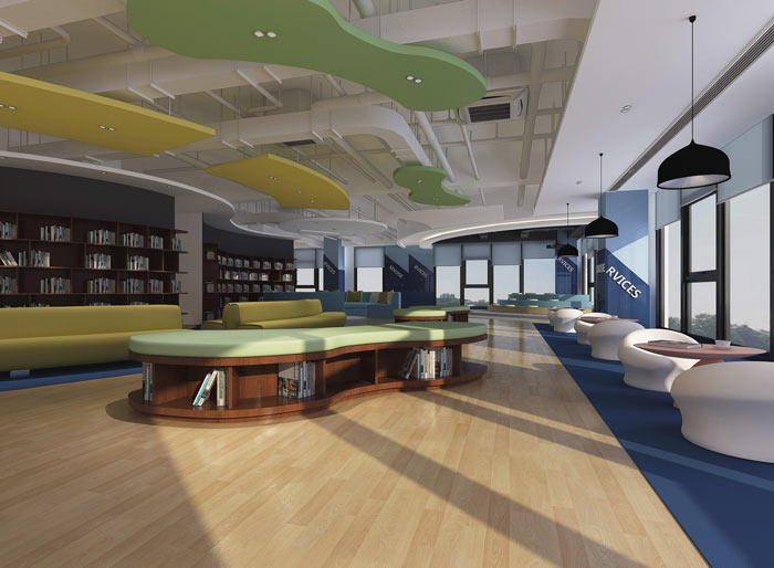信息科技公司辦公室書吧設(shè)計(jì)方案效果圖