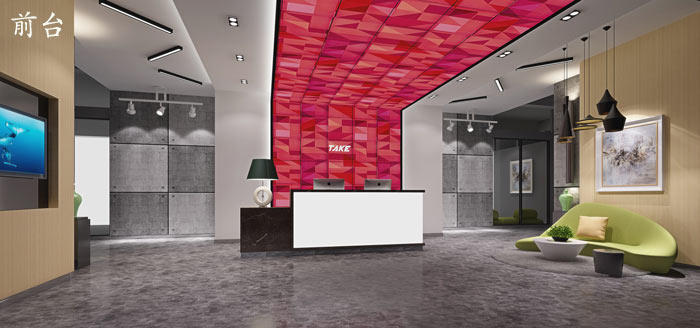 廣告制作公司辦公室前臺(tái)裝修設(shè)計(jì)效果圖