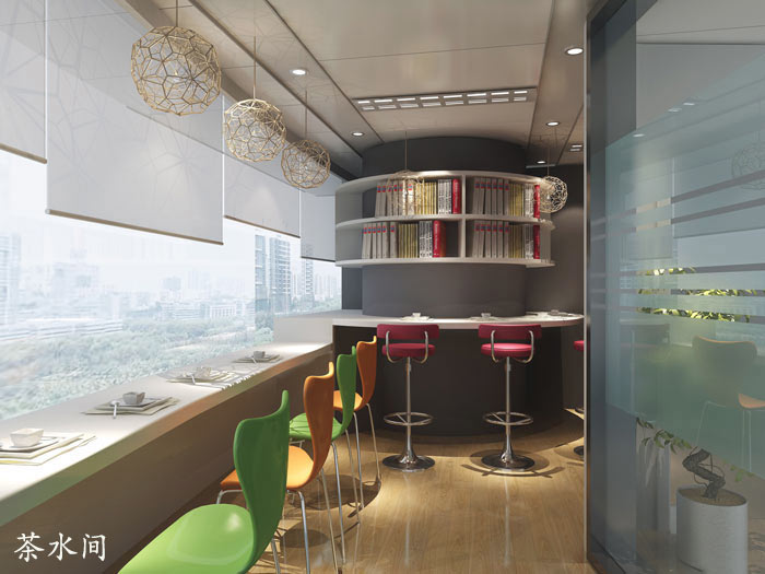 電子商務(wù)外包公司辦公室茶水間裝修設(shè)計(jì)效果圖