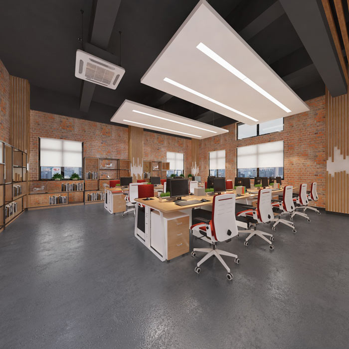 廠房loft風(fēng)格辦公室辦公區(qū)域裝修設(shè)計(jì)案例效果圖