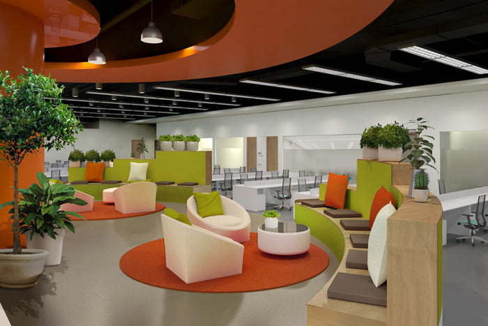 汽車互聯(lián)網(wǎng)公司辦公室辦公區(qū)域裝修設計案例效果圖