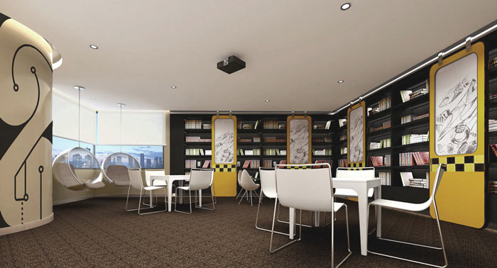汽車互聯(lián)網(wǎng)公司辦公室書吧裝修設計案例效果圖