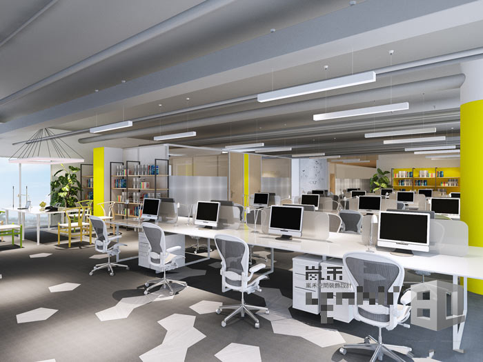 狄邦教育辦公室辦公區(qū)域裝修設計案例效果圖