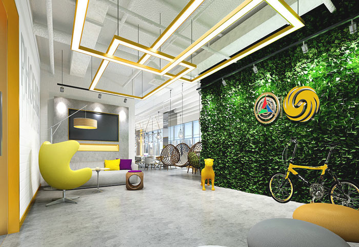 傳媒學(xué)院辦公室前臺裝修設(shè)計案例效果圖