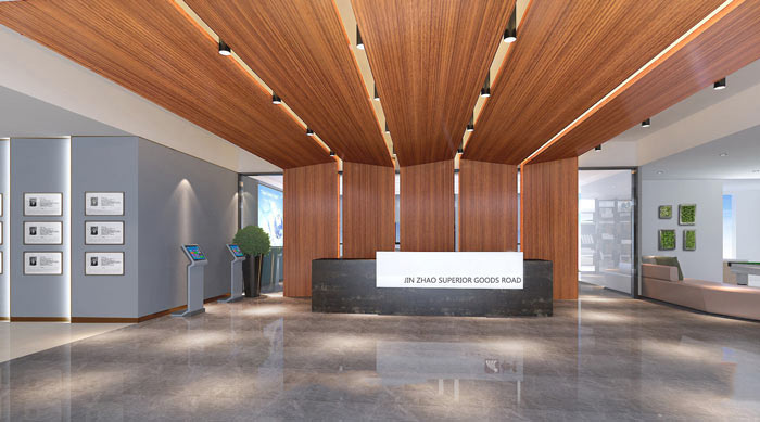 廣告?zhèn)髅焦巨k公室前臺裝修設計案例效果圖