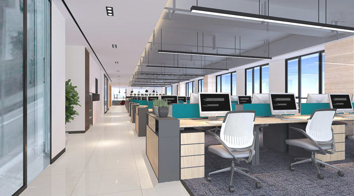 廣告?zhèn)髅焦巨k公室辦公區(qū)域裝修設計案例效果圖