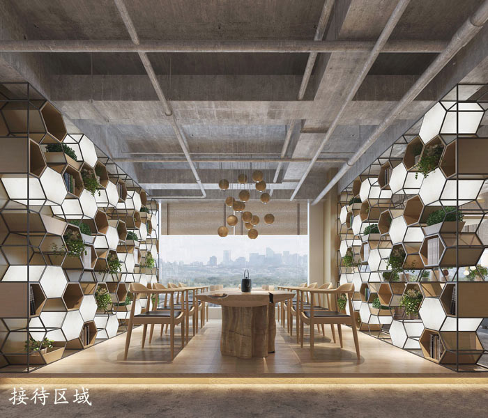 1200平方工業(yè)風(fēng)辦公室接待區(qū)域裝修設(shè)計(jì)案例效果圖