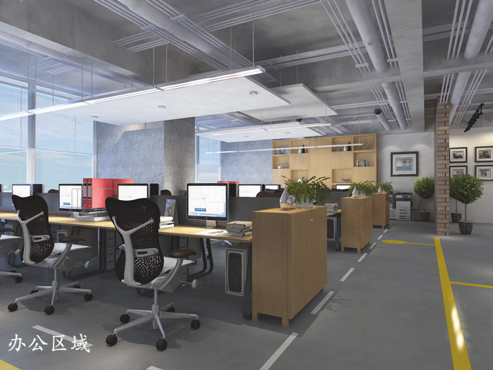1200平方工業(yè)風(fēng)辦公室辦公區(qū)域裝修設(shè)計(jì)案例效果圖