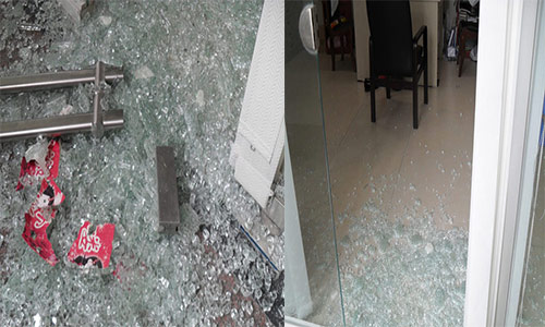 鋼化玻璃門自爆效果圖