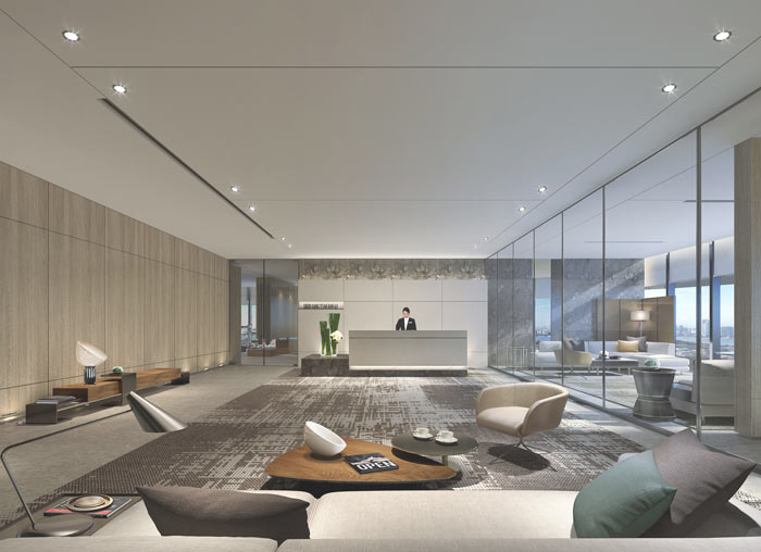 能源公司辦公室前臺設(shè)計方案效果圖