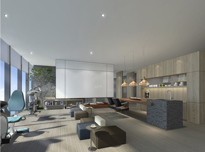 能源公司辦公室茶水間設(shè)計方案效果圖